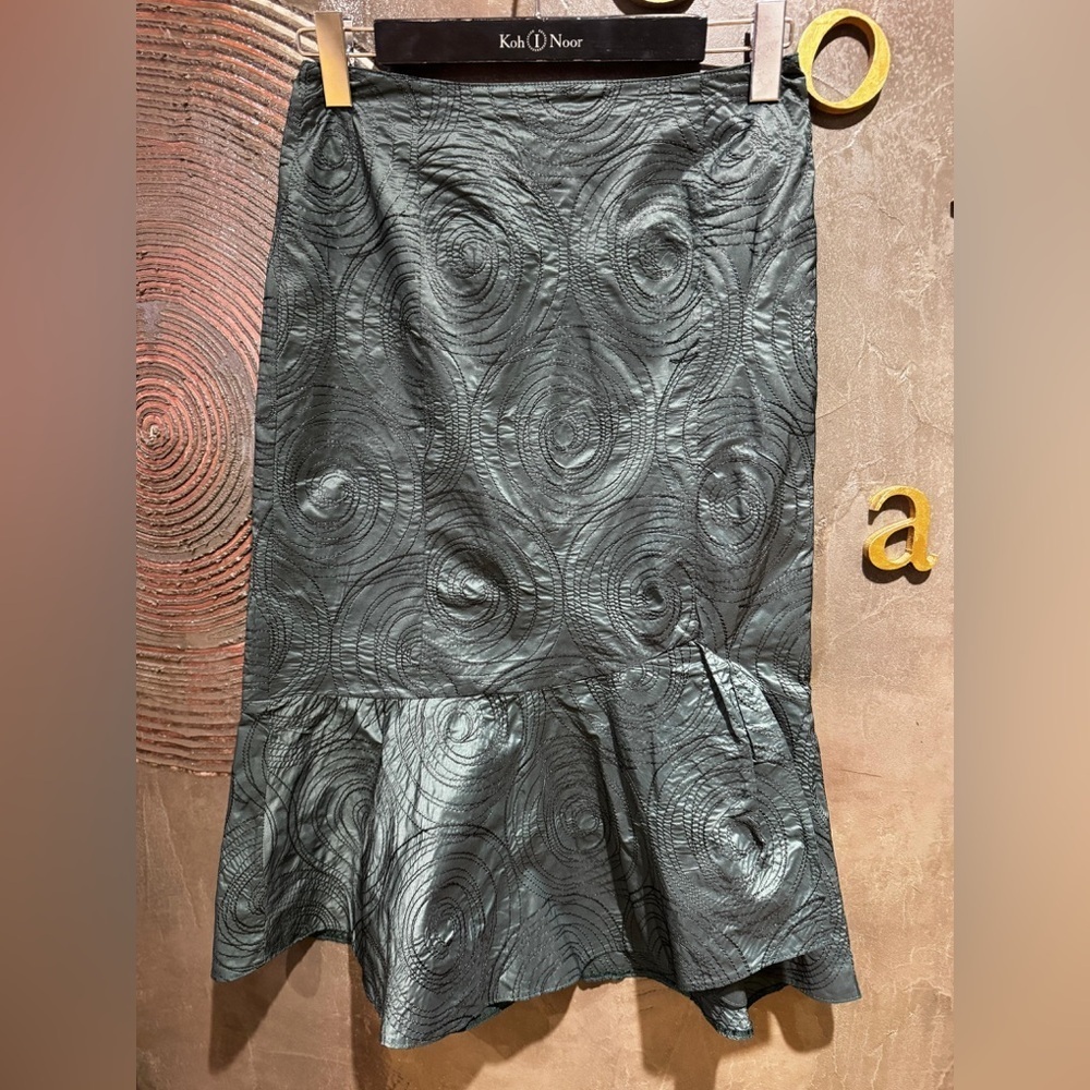 Vera Mont vintage Dark Green Asymmetrical pencil midi Skirt size 6 - Picture 3 of 4